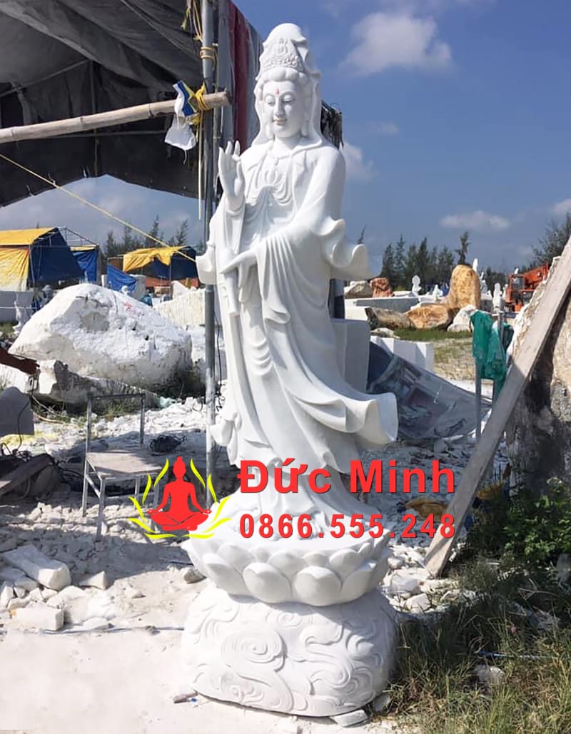 Tượng Quán Thế Âm Đá Trắng Tinh Khiết Cao 2m