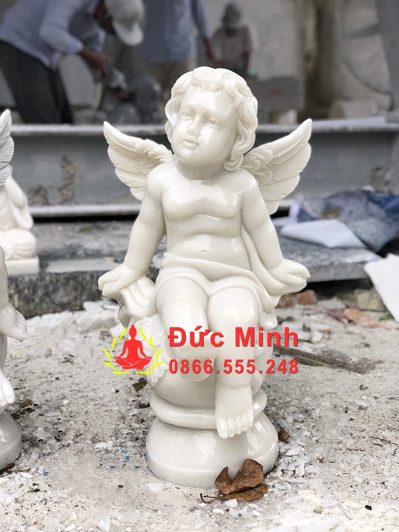 Tượng Thiên Thần Nhỏ Dễ Thương Đá Cẩm Thạch Đẹp