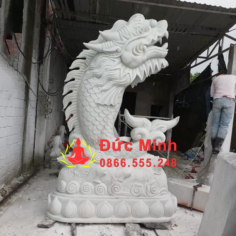 Tượng Cá Chép Đá Hóa Rồng Bằng Đá Tự Nhiên Đẹp