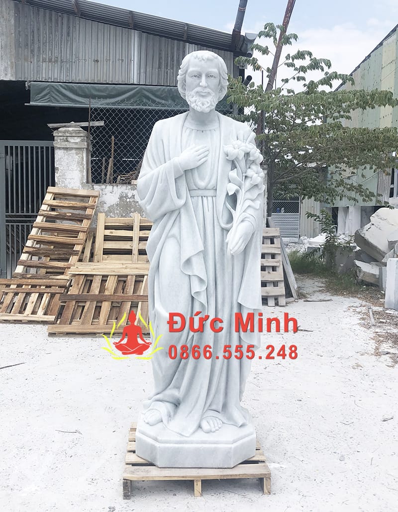 Tượng Đá Giuse Bằng Đá Cẩm Thạch Trắng Đẹp