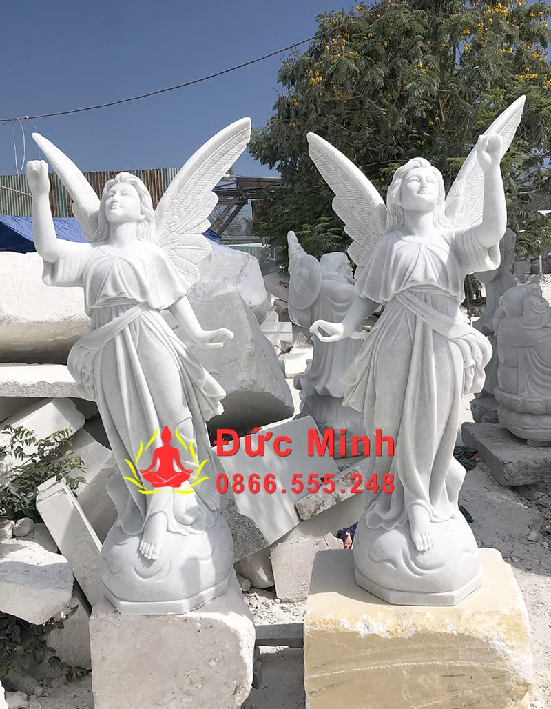 Tượng Thiên Thần Thổi Loa Đá Tự Nhiên Nguyên Khối Đẹp