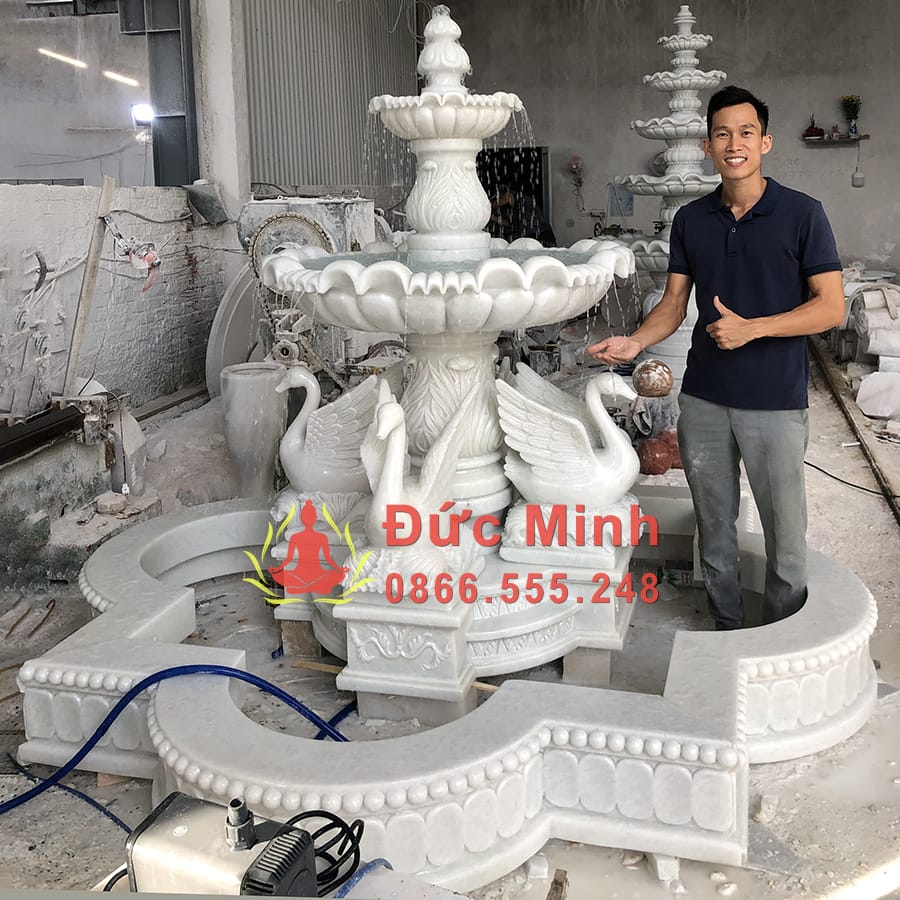 Đài Phun Nước Đá Thiên Nga Đẹp Tại Quảng Trị