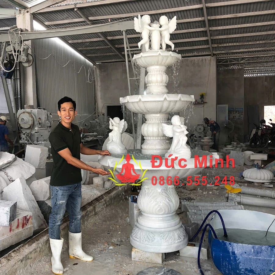 Đài Phun Nước Đá Thiên Thần Sân Vườn Đẹp Tại Đắk Lăk