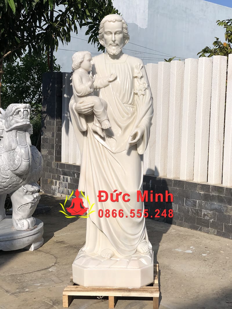 Tượng Thánh Giuse Bồng Chúa Hài Đồng Bằng Đá Cẩm Thạch Đep·