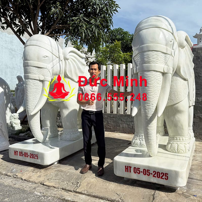 Tượng Voi Đá To Phong Thủy Trắng Đẹp tại Quảng Bình