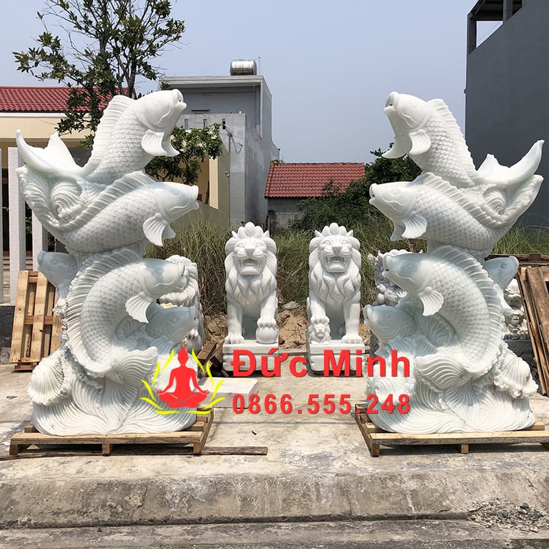 Tượng Cá Chép Đá Phun Nước Trang Trí Hồ Cá Đẹp Tại Quảng Ninh