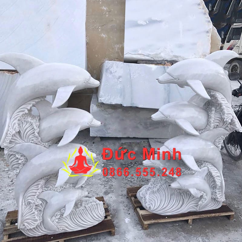 Tượng Cá Heo Đá Trắng Nguyên Khối Đẹp Nhất Phan Thiết