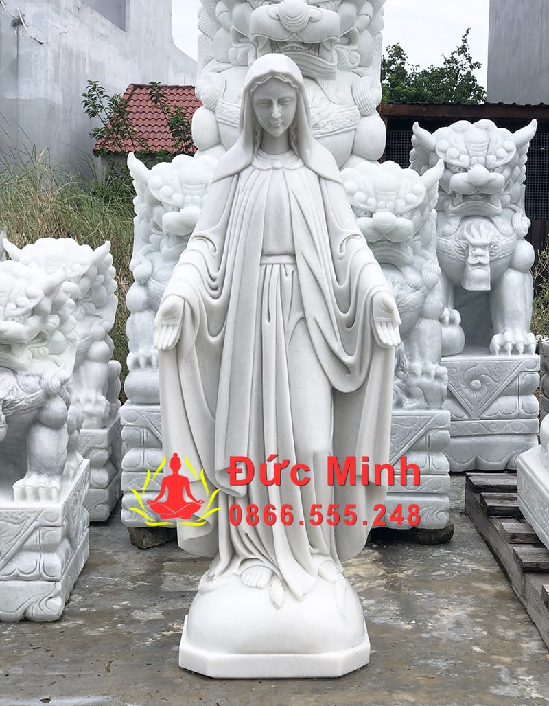 Tượng Đức Mẹ Ban Ơn Bằng Đá Trắng Tự Nhiên Đẹp Tại Đồng Nai