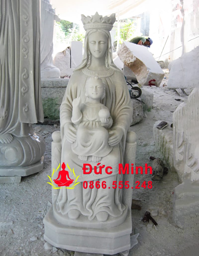 Tượng Đức Mẹ Hằng Cứu Giúp Bằng Đá Tự Nhiên Trắng Đẹp