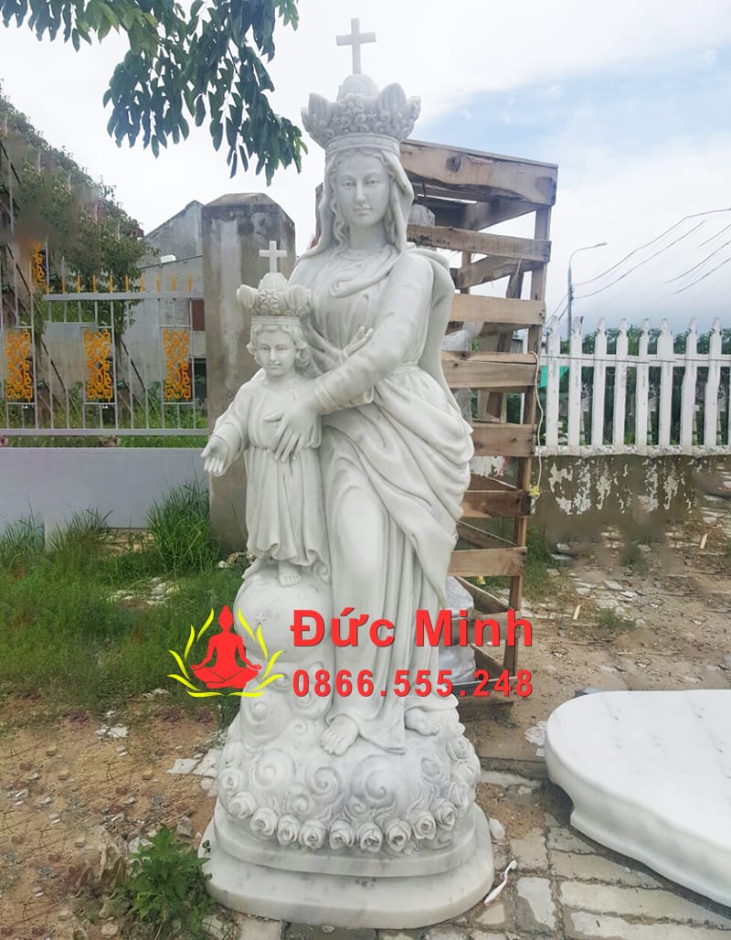 Tượng Đức Mẹ Hằng Cứu Giúp Bằng Đá Non Nước Trắng Đẹp
