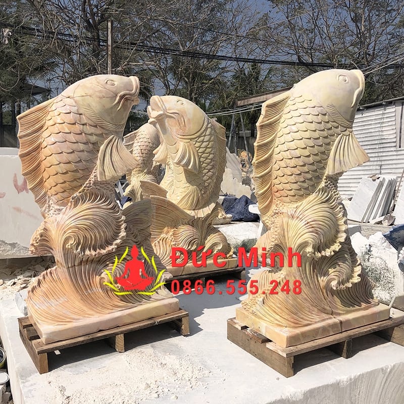Tượng Cá Chép Đá Phong Thủy Bằng Đá Cẩm Thạch Đẹp