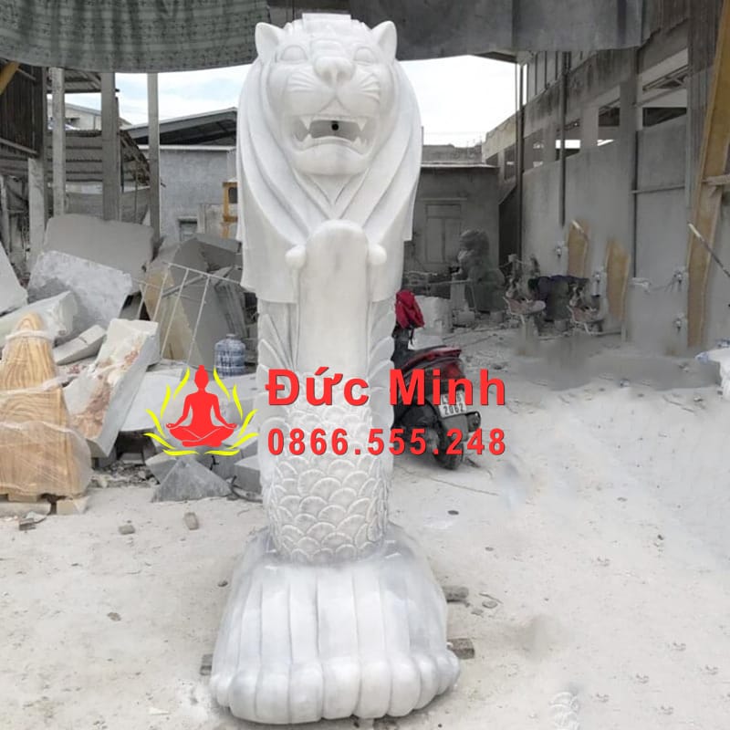 Tượng Sư Tử Đá Singapore Bằng Đá Cẩm Thạch Đẹp