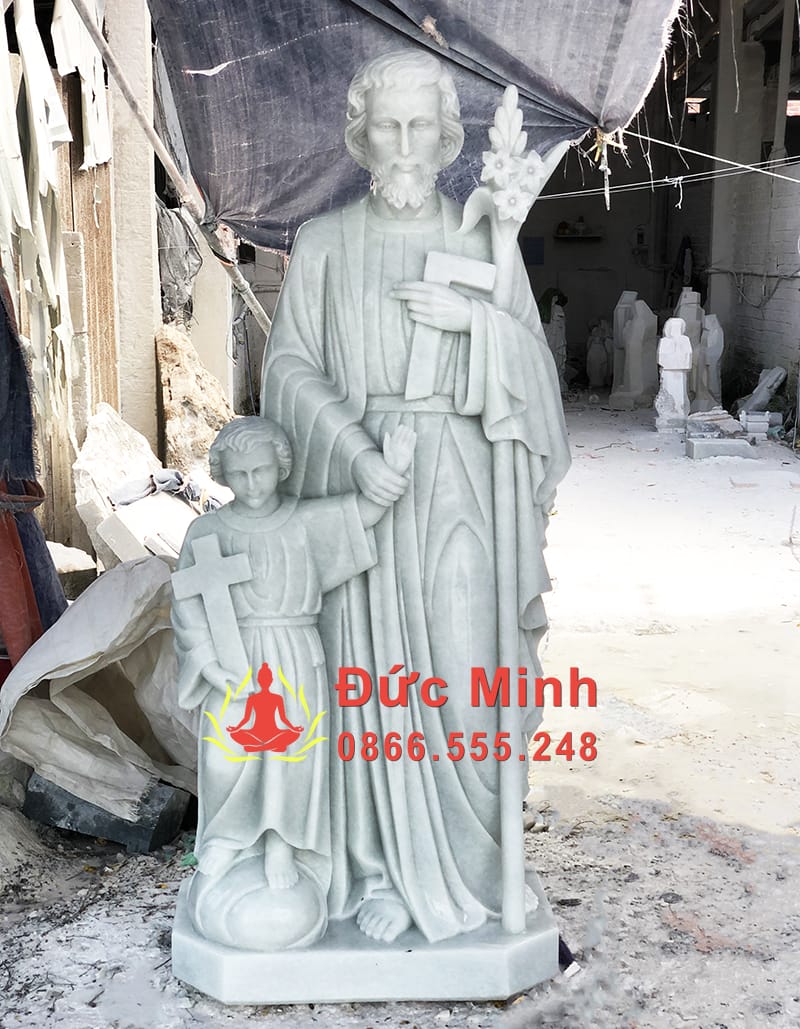 Tượng Thánh Giuse Dắt Chúa Giesu Bằng Đá Cẩm Thạch Đẹp