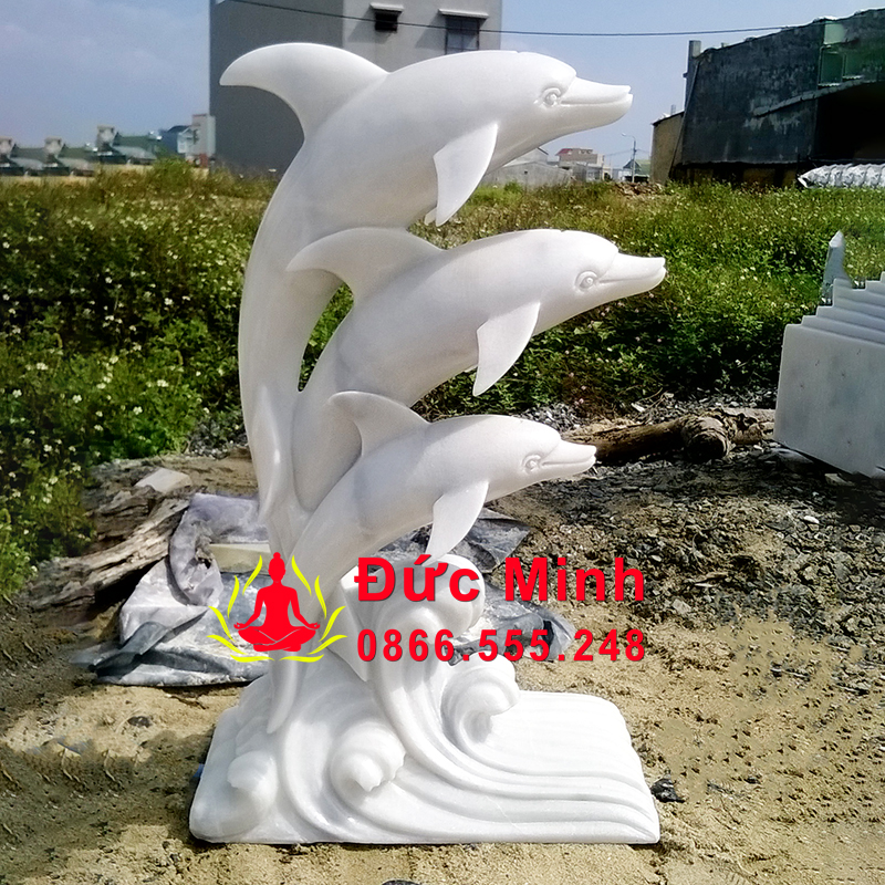Tượng Cá Heo Đá Phong Thủy Bằng Đá Tự Nhiên Nguyên Khối