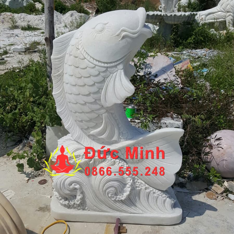 Tượng Cá Chép Đá Phun Nước Trang Trí Sân Vườn