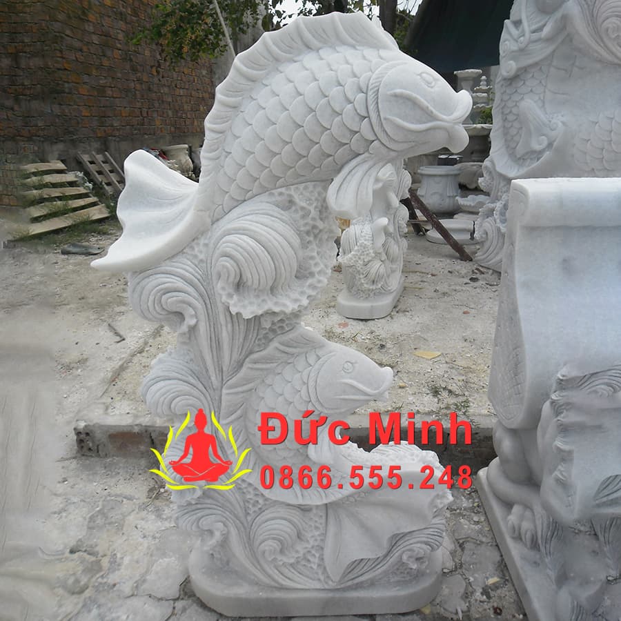 Tượng Cá Chép Phong Thủy Đá Trắng Đẹp