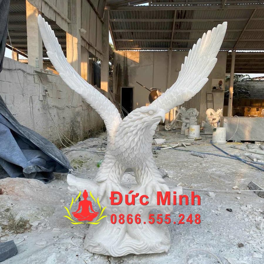 Tượng Đại Bàng Đá Trắng Đẹp Cao 80cm