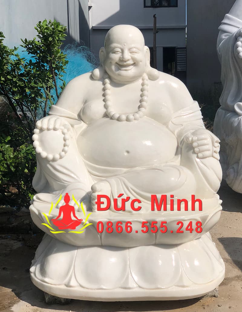 Tượng Di Lặc Đá Cẩm Thạch Trắng Đẹp Cao 1m2