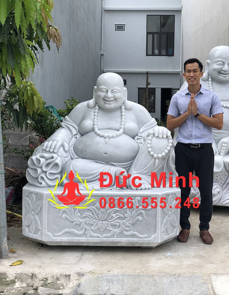 Tượng Phật Di Lặc Đá Cúng Dường Đẹp Nguyên Khối Cao 1m5