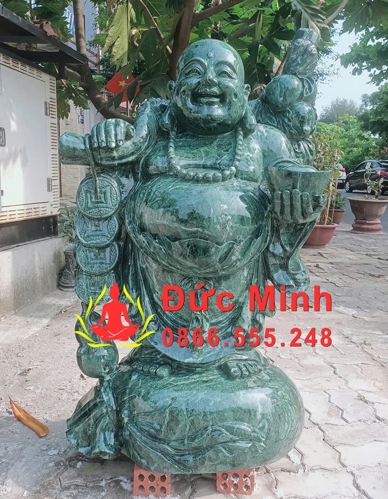 Tượng Di Lặc Gánh Đào Đá Xanh Napilo Ấn Độ