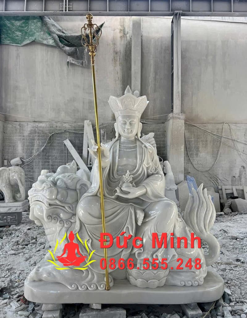 Tượng Địa Tạng Cưỡi Đề Thính Bằng Đá Đẹp