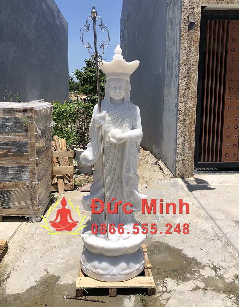 Tượng Địa Tạng Đá Trắng Non Nước Cao 1m2
