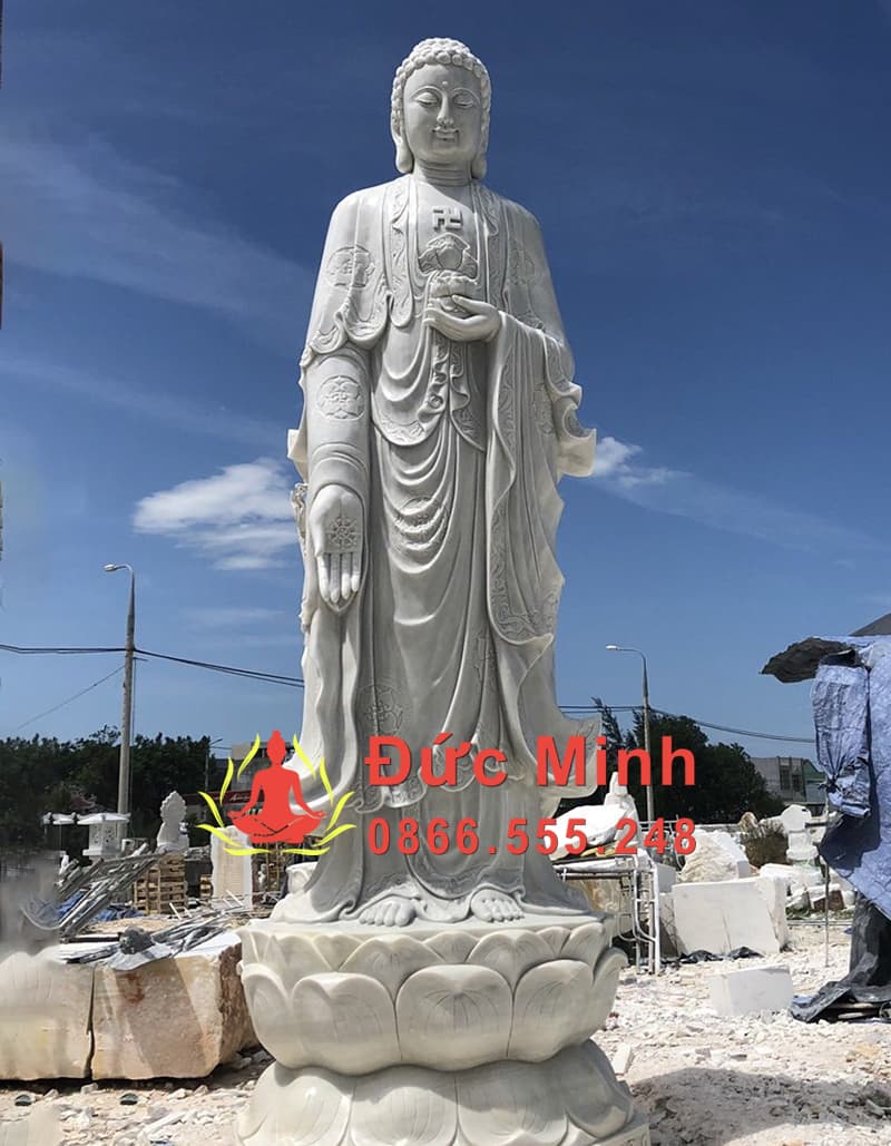 Tượng Phật A Di Đà Đá Cẩm Thạch Nguyên Khối