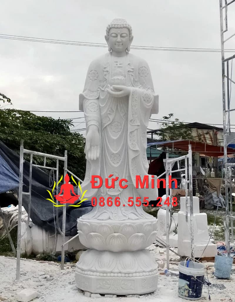 Tượng Phật A Di Đà Đá Trắng Non Nước Đẹp Cao 5m
