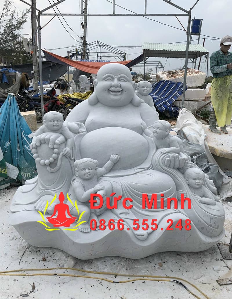 Tượng Phật Di Lặc Ngũ Phúc Đá Trắng Non Nước Đẹp