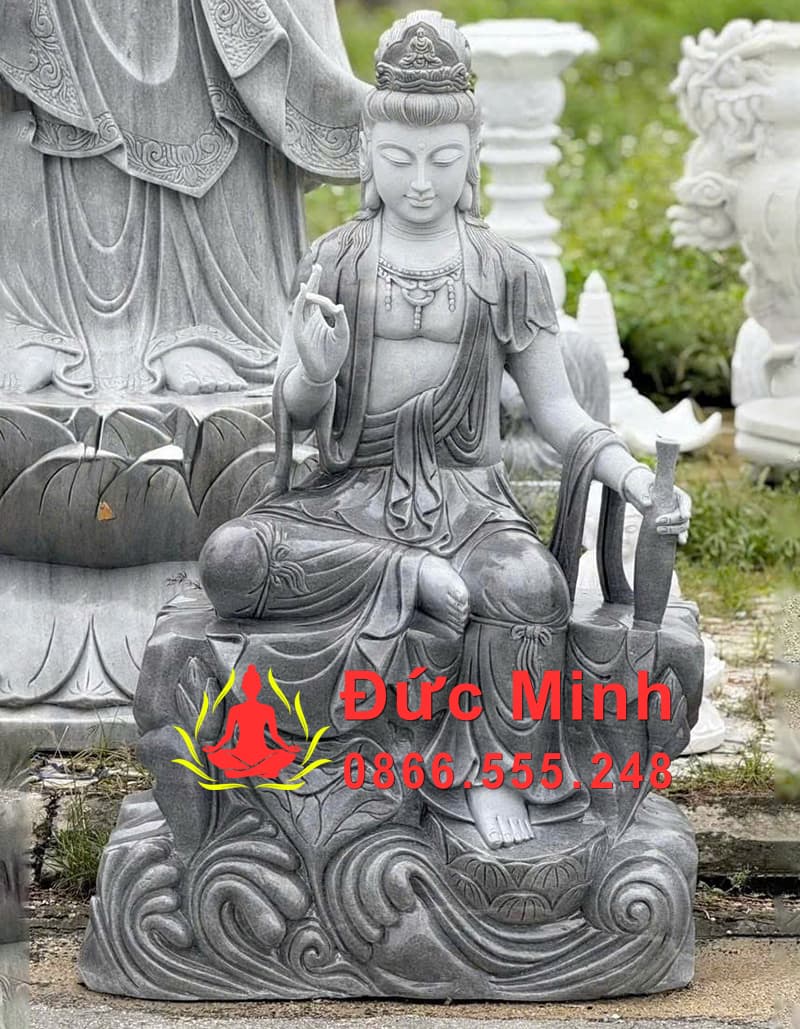 Tượng Quan Âm Tự Tại Đá Tự Nhiên Nguyên Khối
