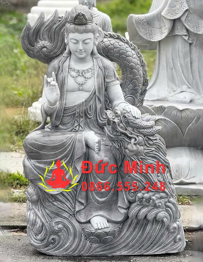 Tượng Quán Tự Tại Đá Cẩm Thạch Xám Nguyên Khối