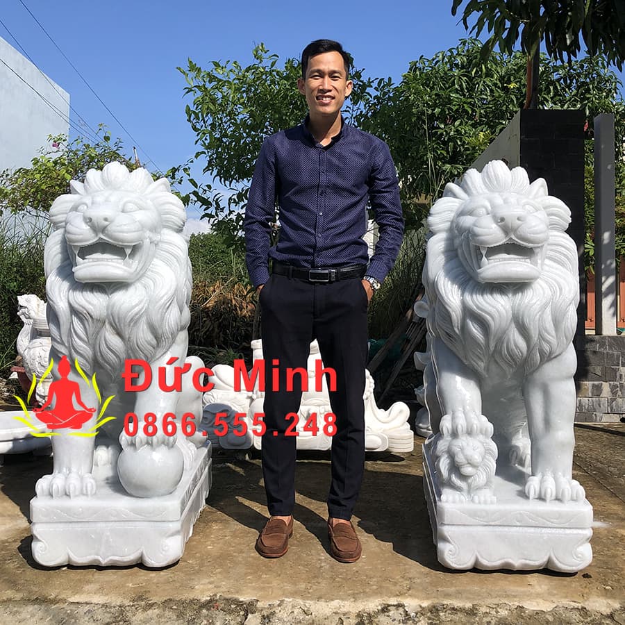 Tượng Sư Tử Đá Trắng Để Cổng Đẹp Nhất Tại Hà Nội