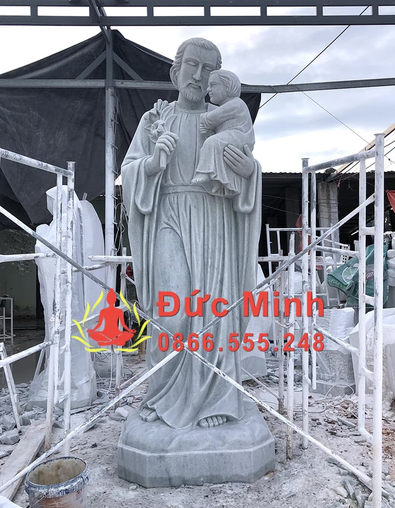 Tượng Thánh Giuse Bồng Chúa Hài Đồng Đá Đẹp Cao 3m