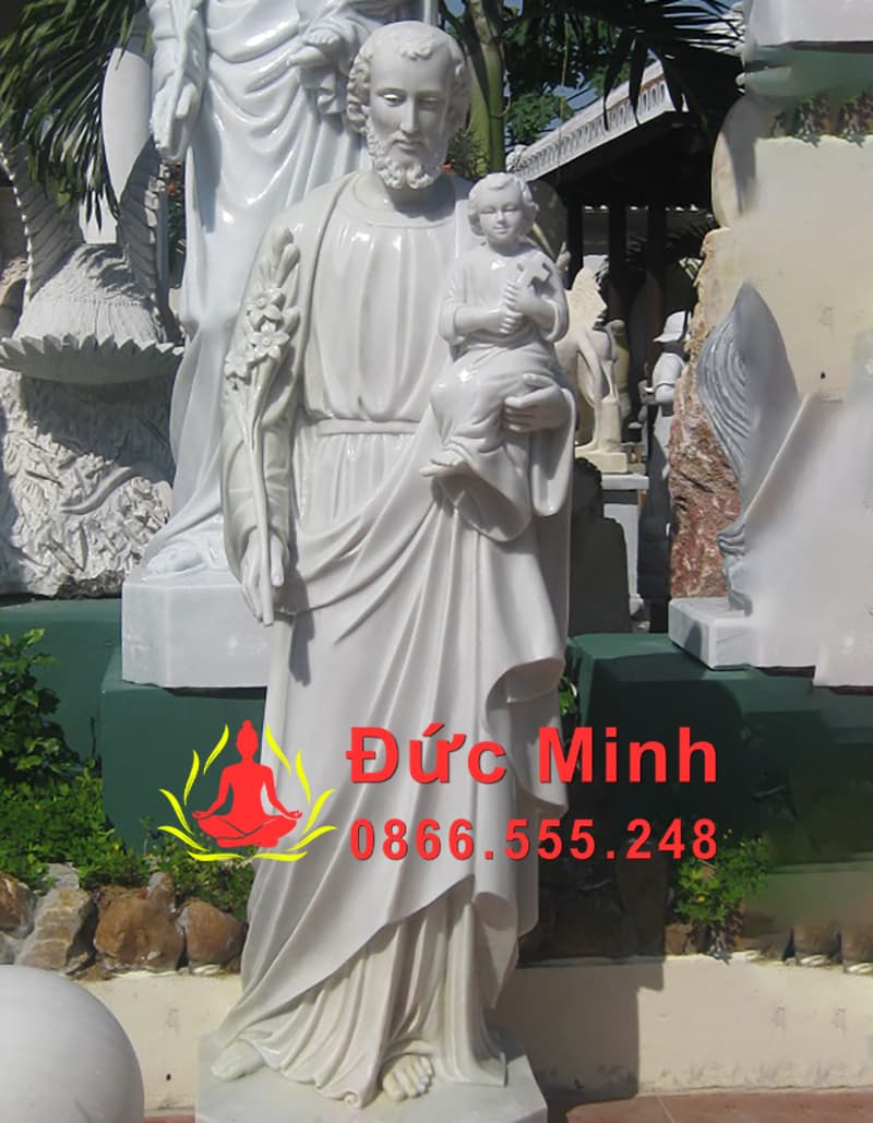 Tượng Thánh Giuse Bồng Chúa Hài Đồng Đá Trắng Non Nước