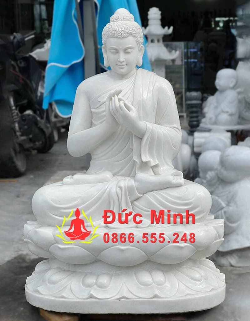 Tượng Thích Ca Chuyển Pháp Luân Đá Trắng Đẹp