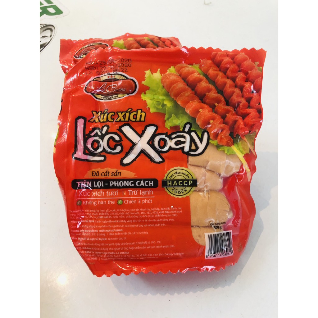 XÚC XÍCH LỐC XOÁY LC FOODS 500G/12 CÂY