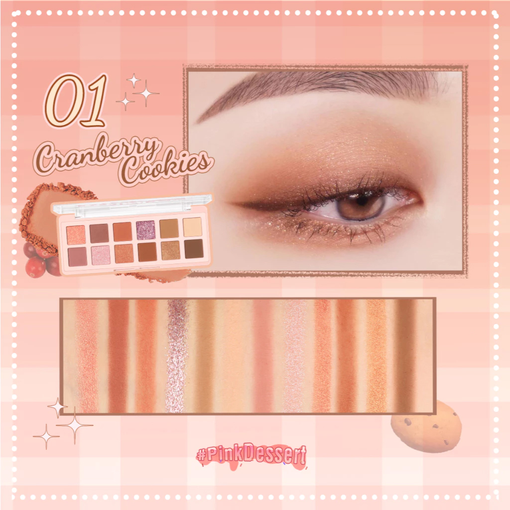 Phấn Mắt PINKFLASH 12 Ô Lâu Trôi Có Nhũ Ánh Kim Pink Dessert Pro Touch Eyeshadow Palette PF-E15