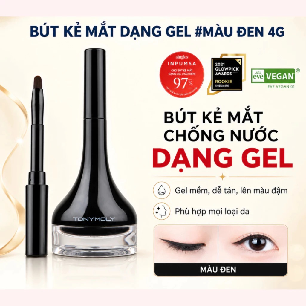 Kẻ Mắt Tonymoly Back Gel Eyeliner Long Brush