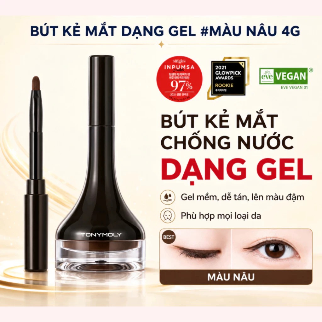 Kẻ Mắt Tonymoly Back Gel Eyeliner Long Brush