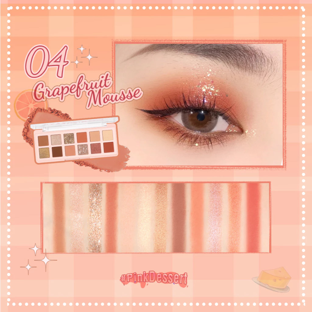 Phấn Mắt PINKFLASH 12 Ô Lâu Trôi Có Nhũ Ánh Kim Pink Dessert Pro Touch Eyeshadow Palette PF-E15