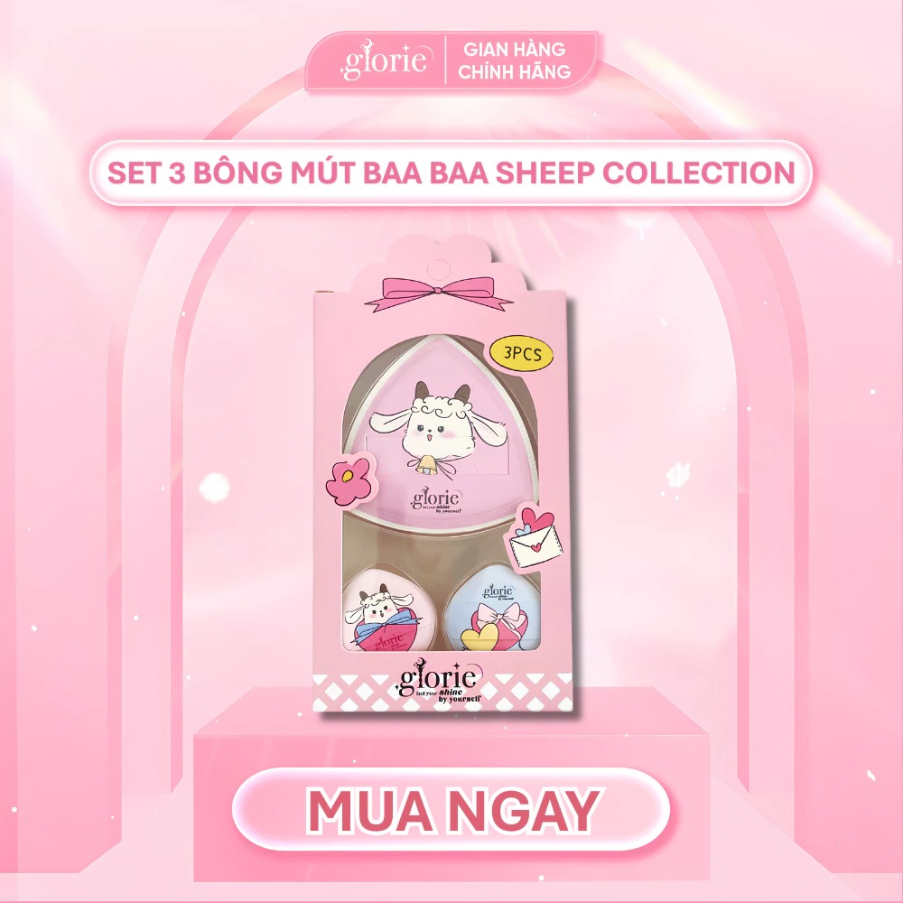 Set 3 Bông Mút Tán Nền Glorie Baa Baa Sheep Collection Dual-Function Foundation Puffs