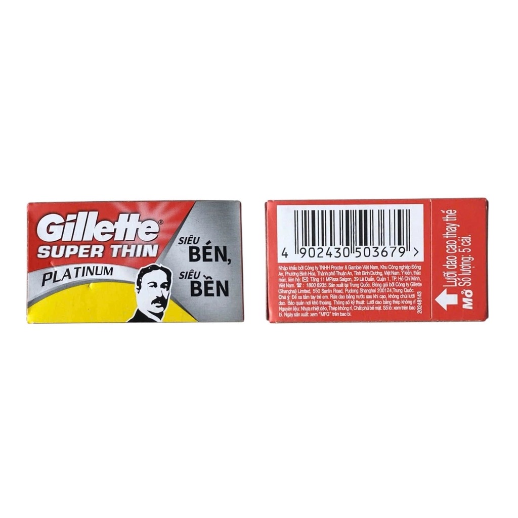 Lưỡi Lam Gillette Super Thin Platinum - Hộp 5 Cái