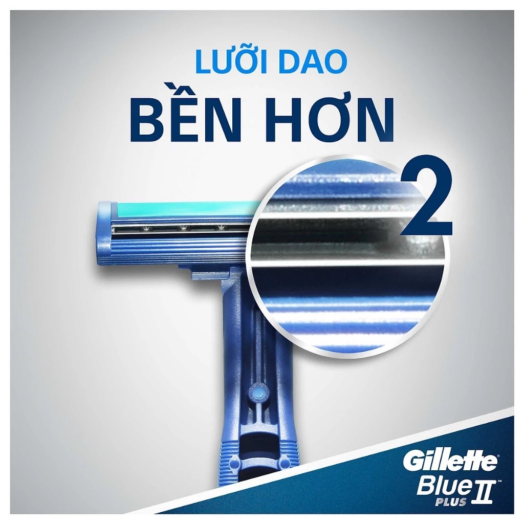 Dao Cạo Cán Xanh Gillette Blue II Plus (Gói 5 Tặng 1)