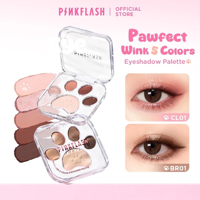 Bảng Phấn Mắt 5 Ô PINKFLASH Meow Paw Mịn Màng, Lâu Trôi 6g