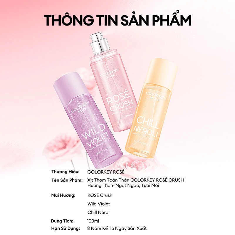 Xịt Thơm Toàn Thân Colorkey Rosé Shimmer Fragrance Mist 100ml