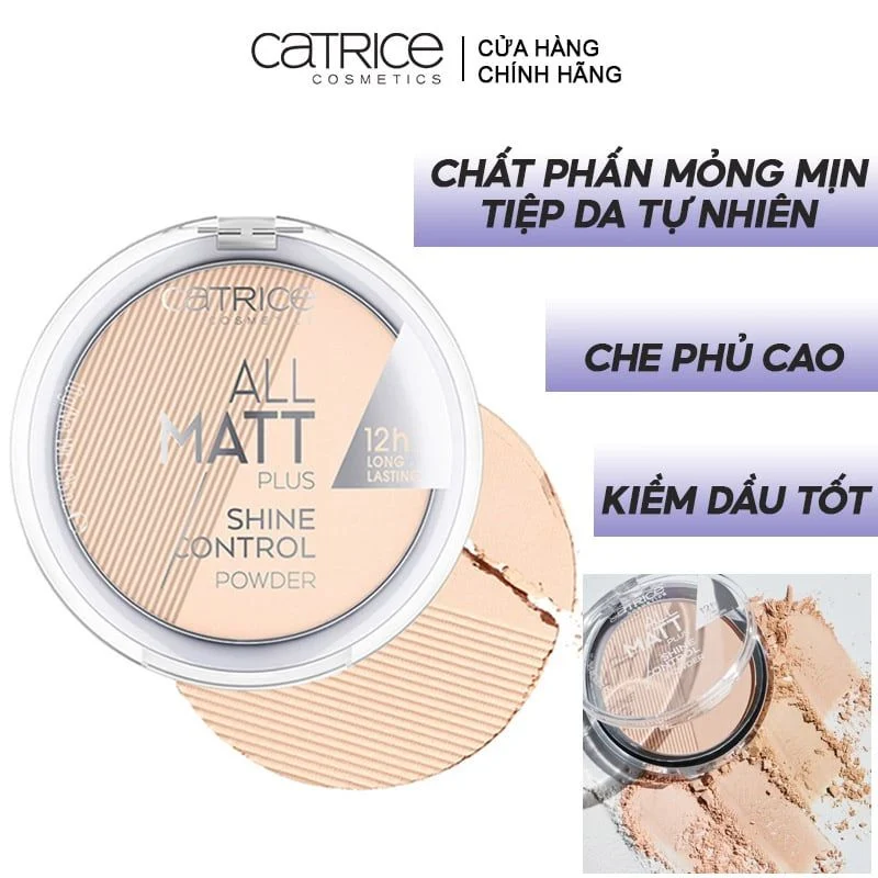 Phấn Phủ CATRICE Dạng Nén Kiềm Dầu All Matt Plus Shine Control Powder #010 Transparent 10g