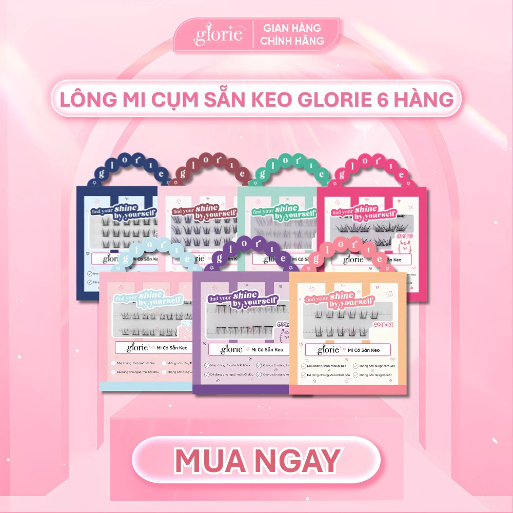 [6 HÀNG] Mi Giả Sẵn Keo GLORIE Cụm Tự Nhiên & Mềm Mại