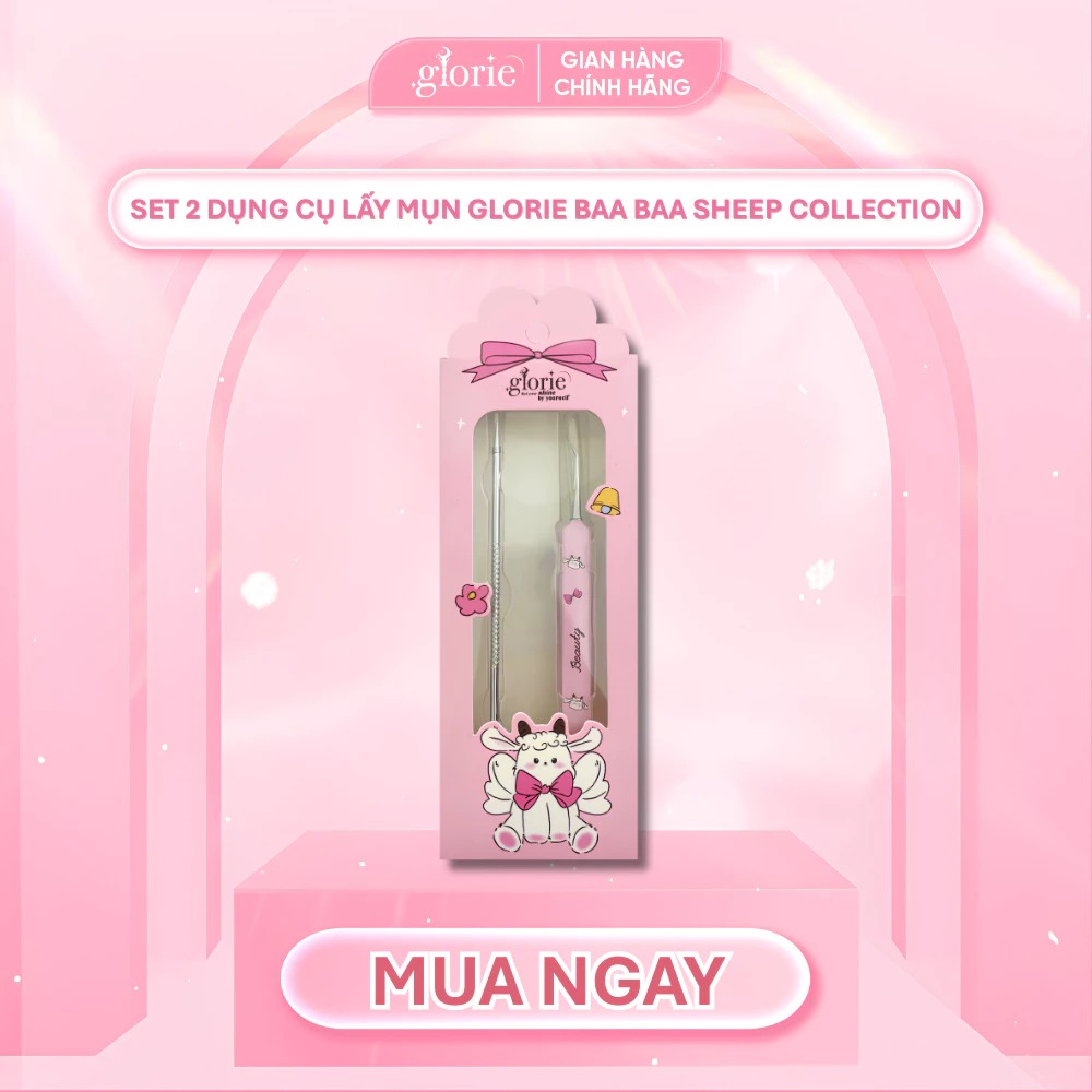 Set 2 Dụng Cụ Lấy Mụn Glorie Baa Baa Sheep Collection Blackhead Tweezers + Comedone Extractor Kit