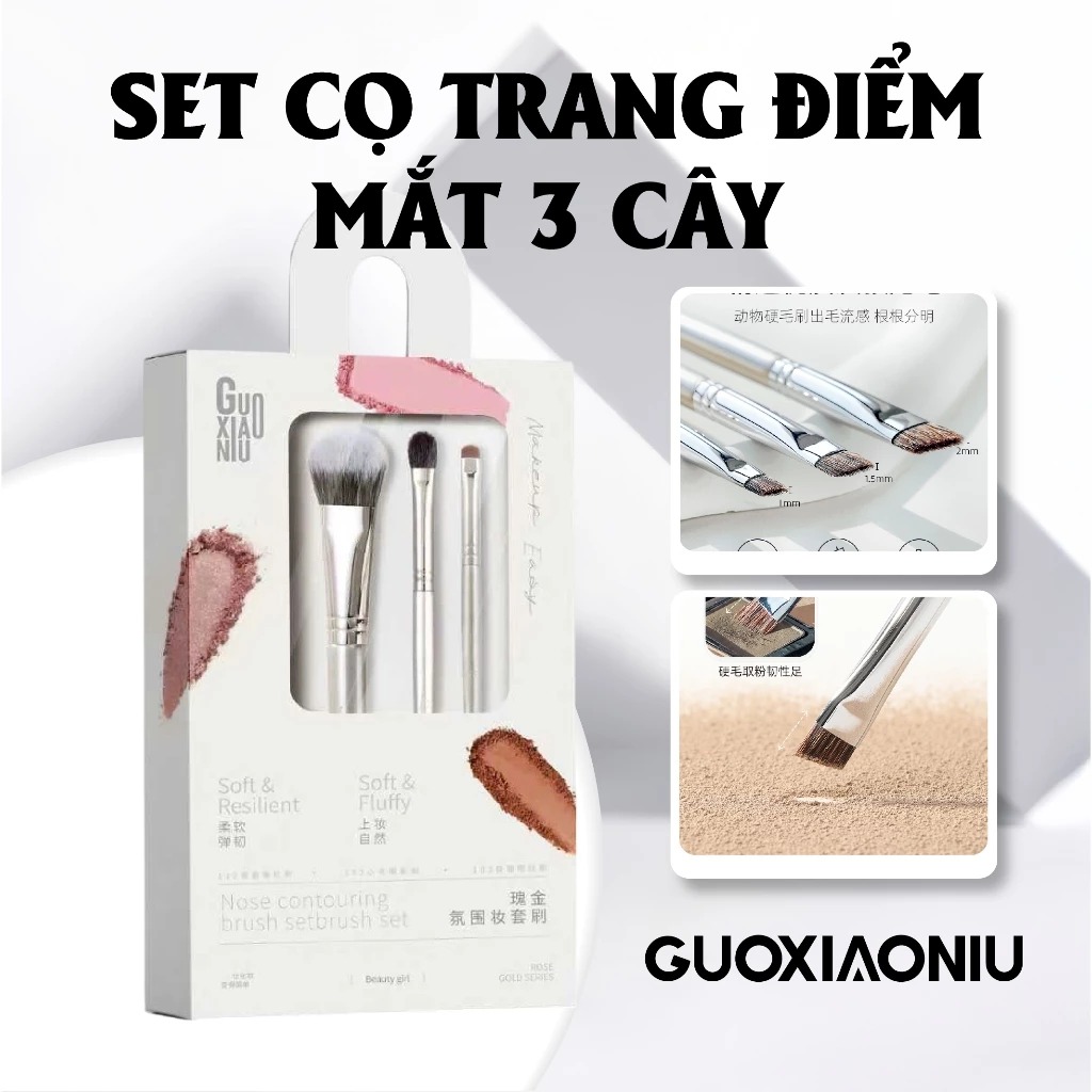 Bộ Cọ Cho Mắt & Má GUOXIAONIU Lông Siêu Mềm, Dễ Tạo Hiệu Ứng