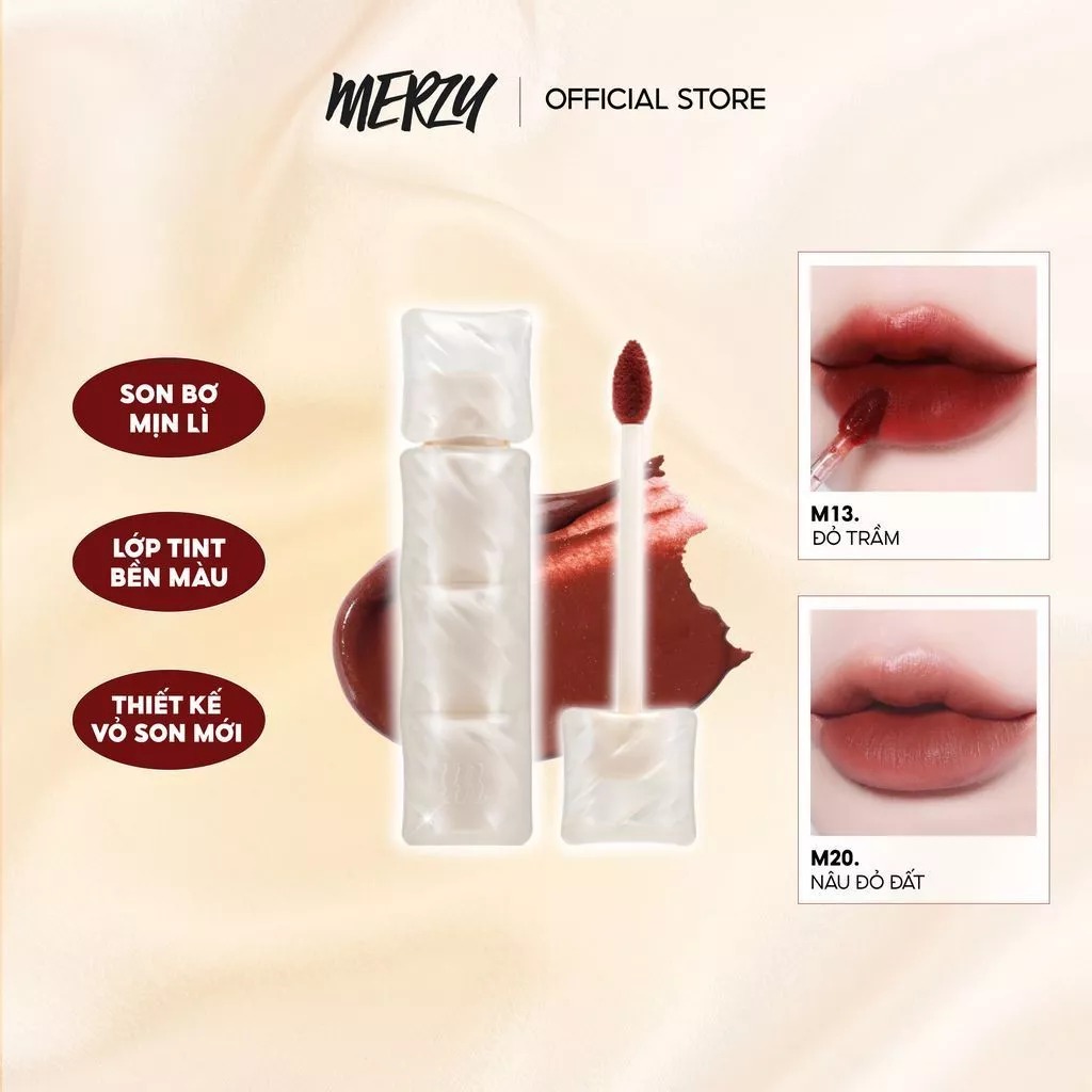 [NEW] Son Phao Kem Lì Mềm Mịn Như Bơ, Lâu Trôi Merzy Puffer Mellow Tint 3.7g